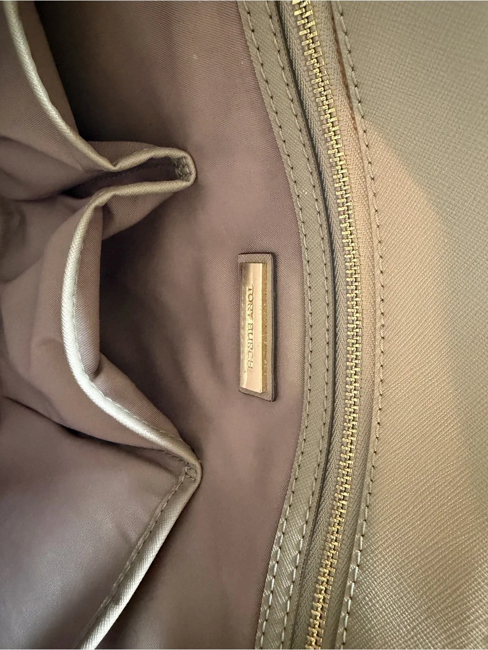 Tory Burch Taupe Leather Tote Bag - Picture 4 of 13